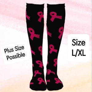 🛍$25 SALE🛍 Breast Cancer Awareness Knee High Sock ★ Plus Size L/XL